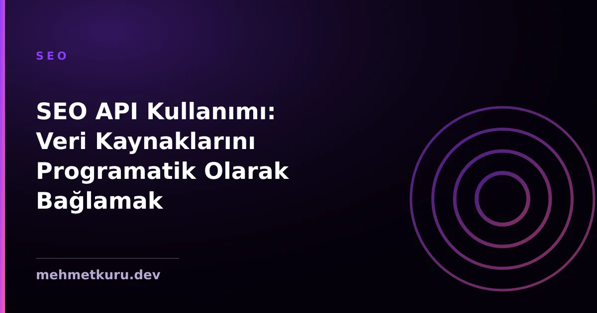 SEO API Kullanımı: Veri Kaynaklarını Programatik Olarak Bağlamak