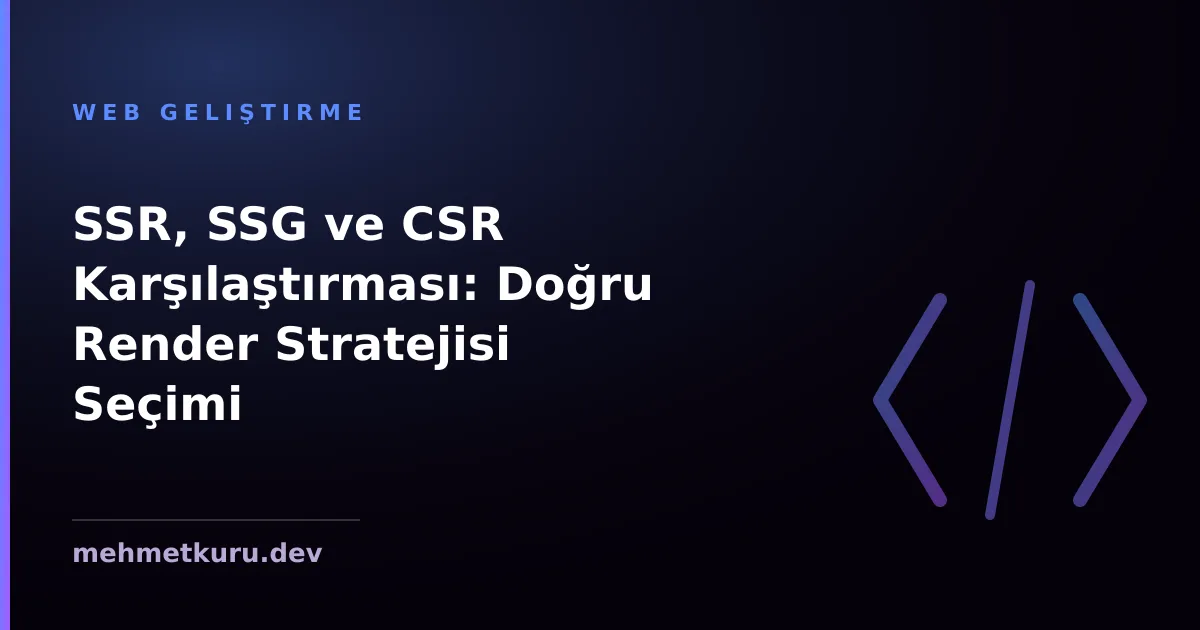 SSR, SSG ve CSR Karşılaştırması: Doğru Render Stratejisi Seçimi